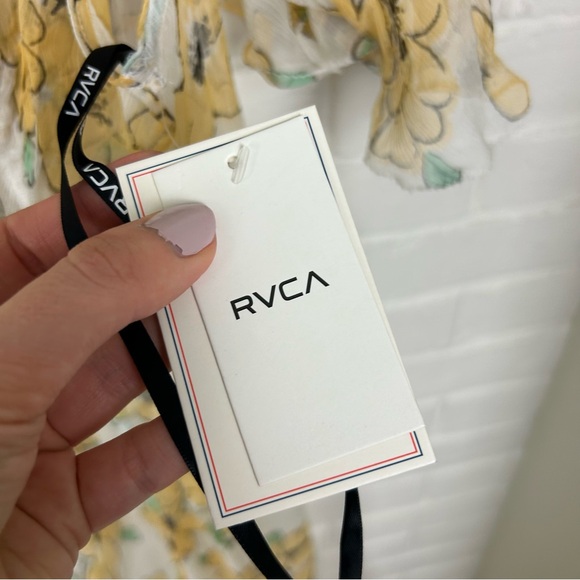 NWT RVCA X Camille Rowe Yellow Sheer Floral Lolo Dress Size M/10 - Picture 7 of 16